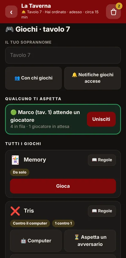 Giochi al tavolo per i clienti